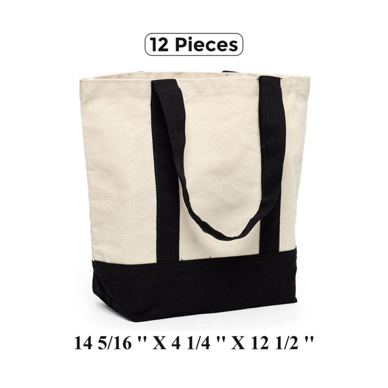 Stylish Canvas Tote Bag with Two-Tone Accent 14 5/16" x 4 1/4" x 12 1/2"